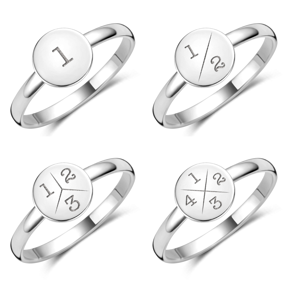 Silver round signet ring with initials
