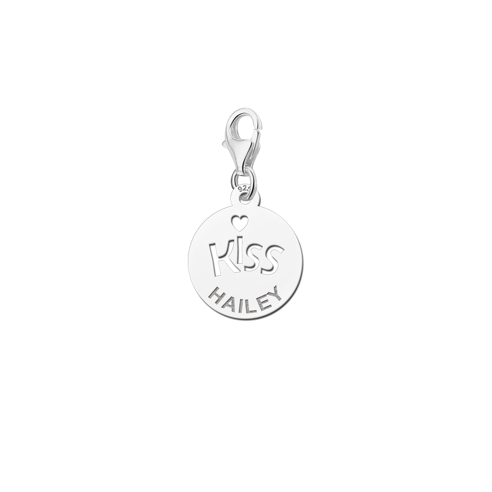 Silver charm Kiss with name