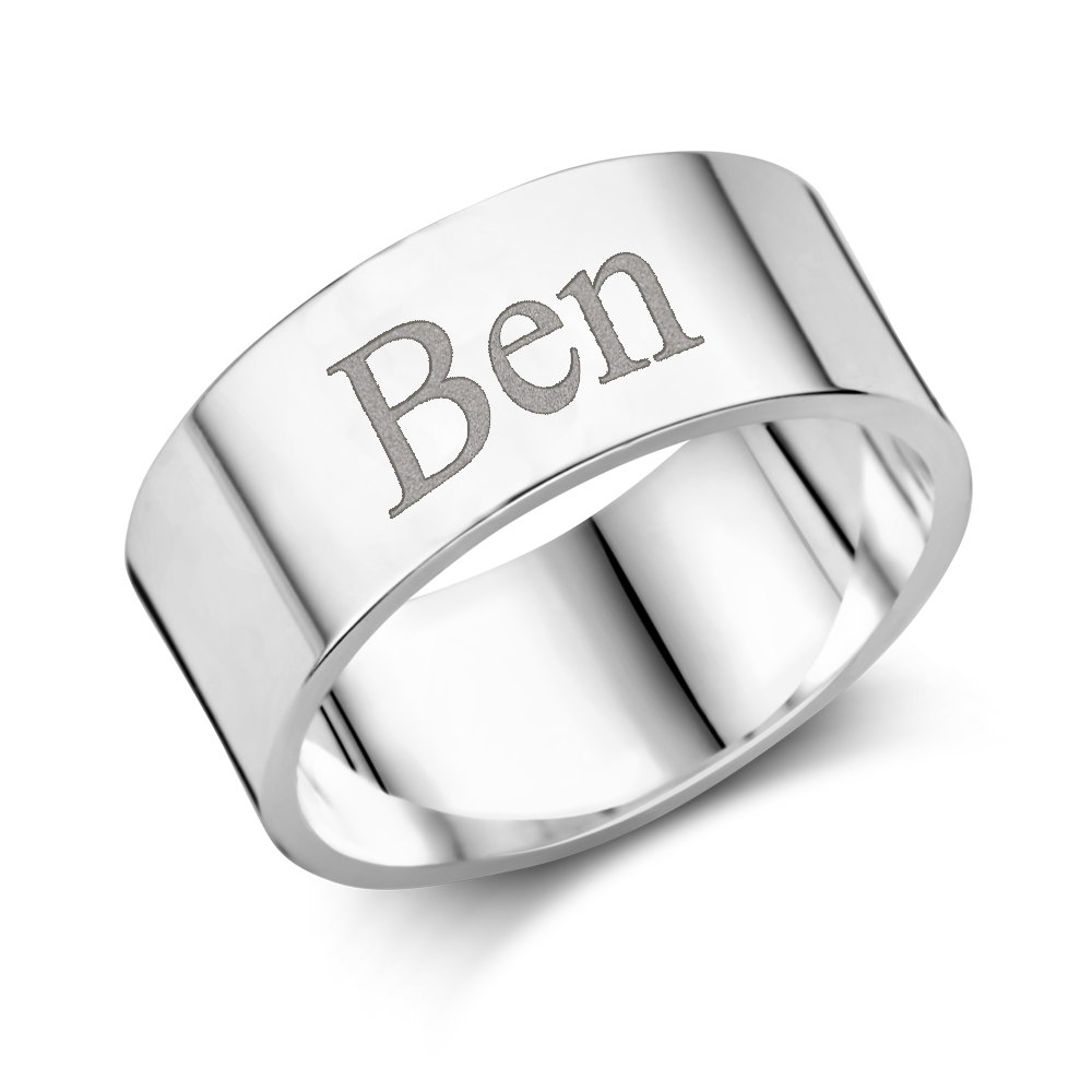 Steel ring engraving flat 8mm