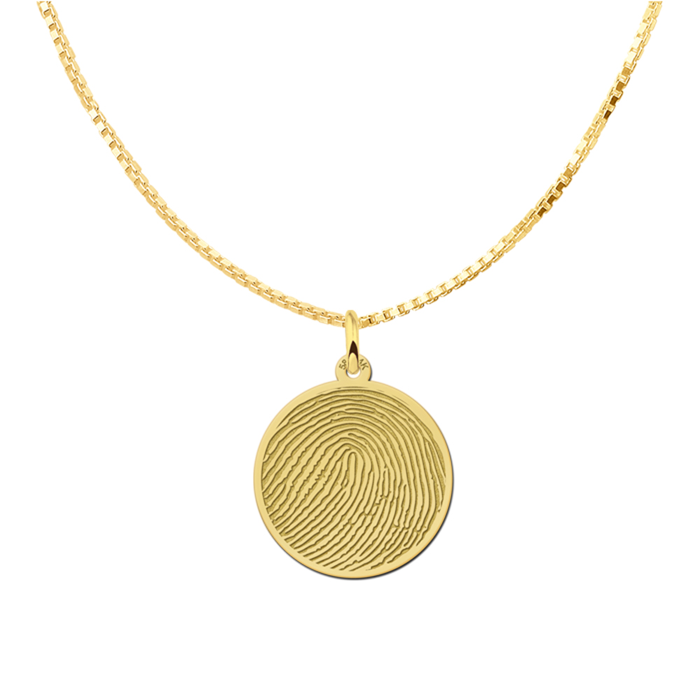 Golden round fingerprint pendant