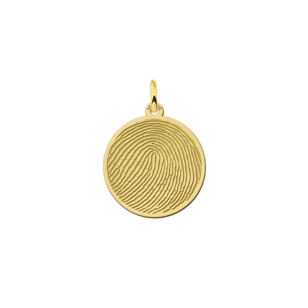 Golden round fingerprint pendant