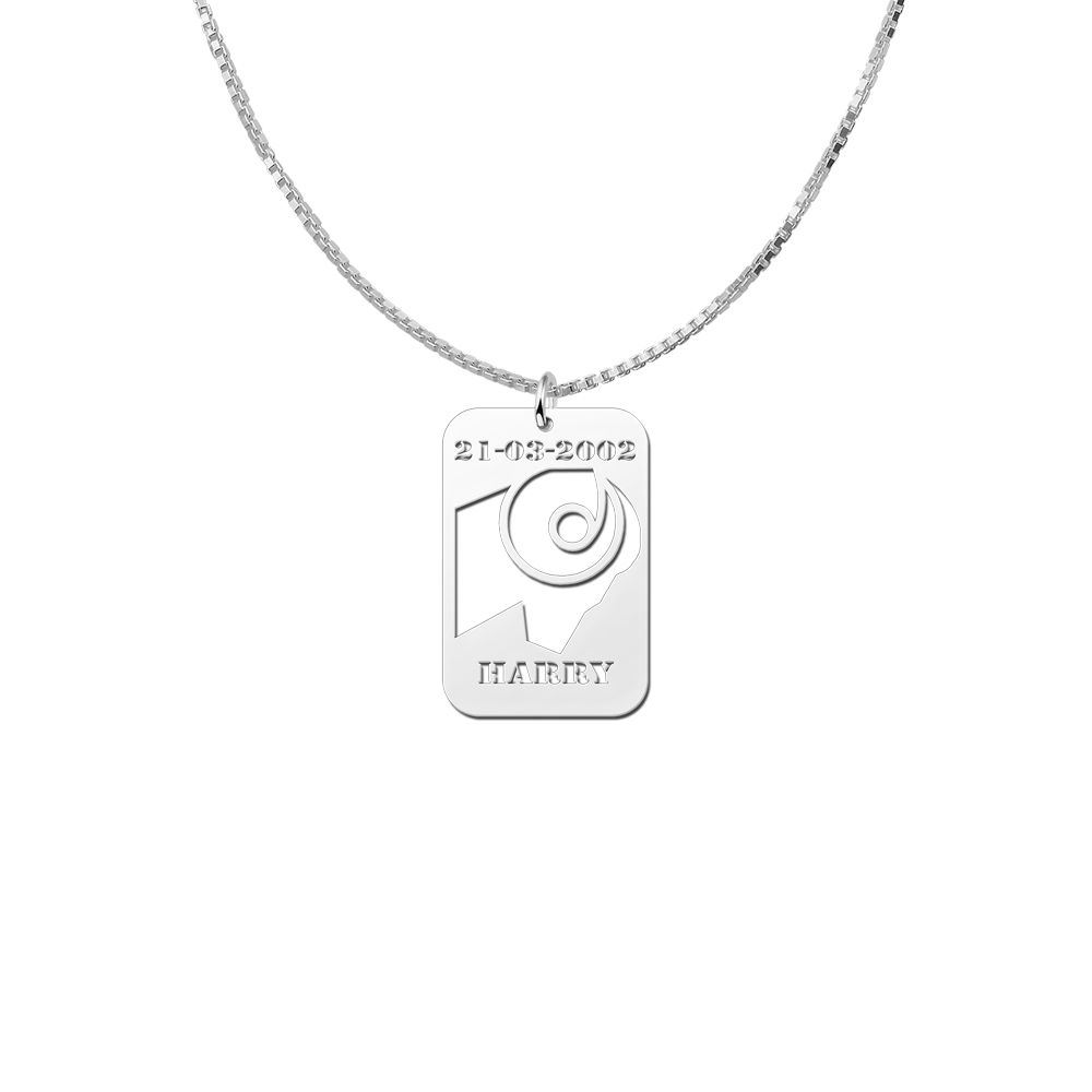 Silver Zodiac Pendant Aries with Date and Name Engraving