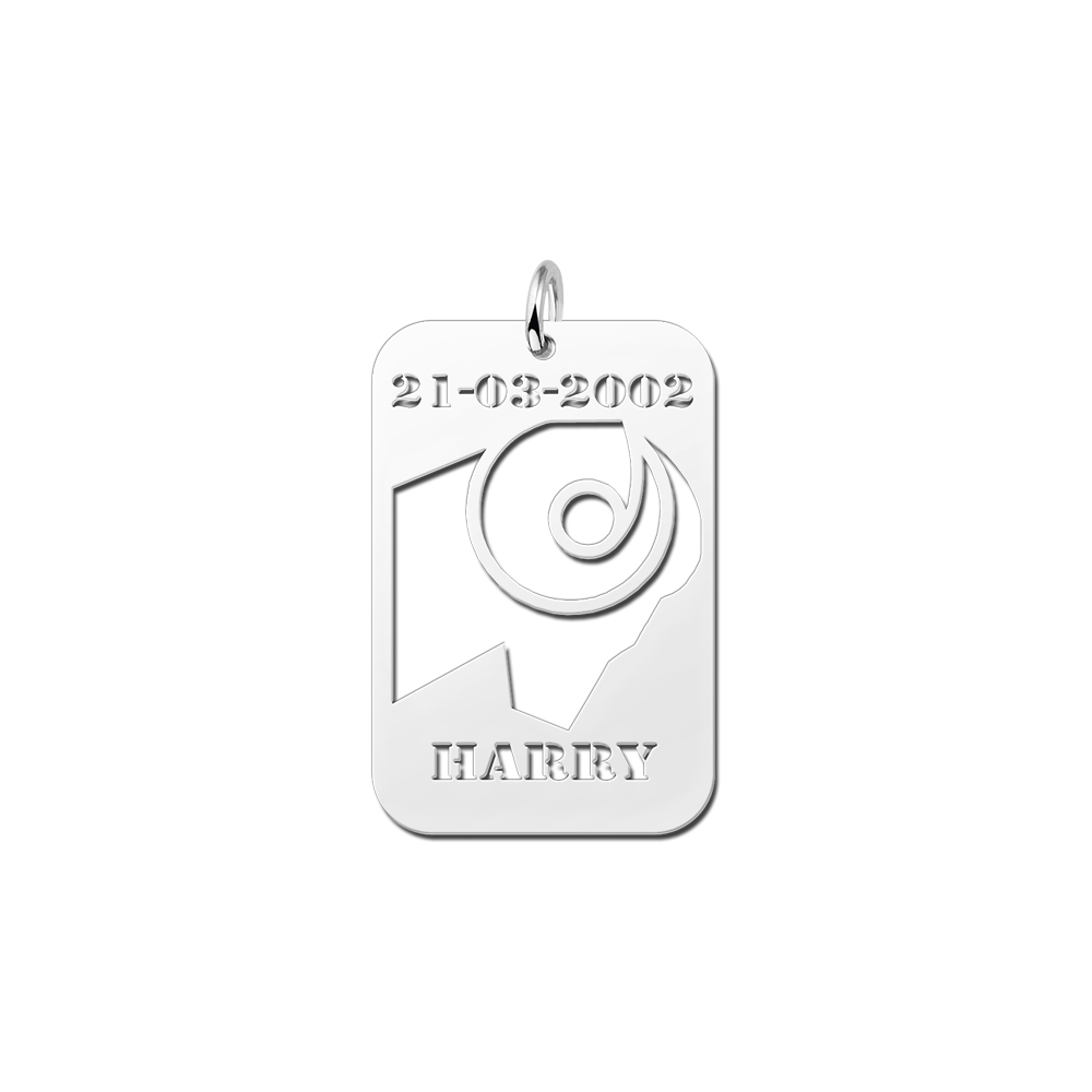 Silver Zodiac Pendant Aries with Date and Name Engraving