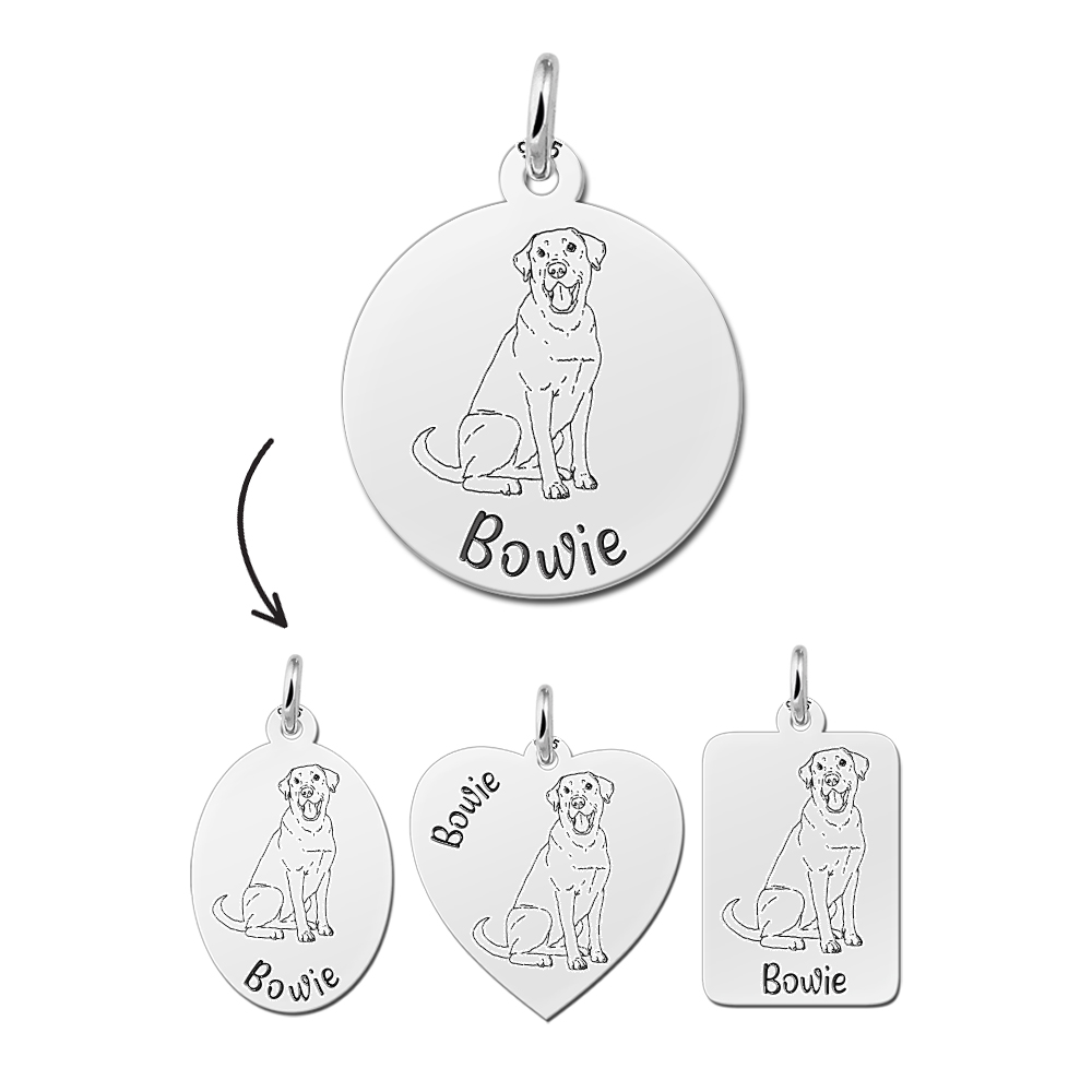 Dog breed Labrador Retriever necklace in silver