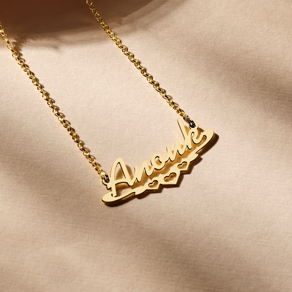 Gold plated name necklace, model Anouk