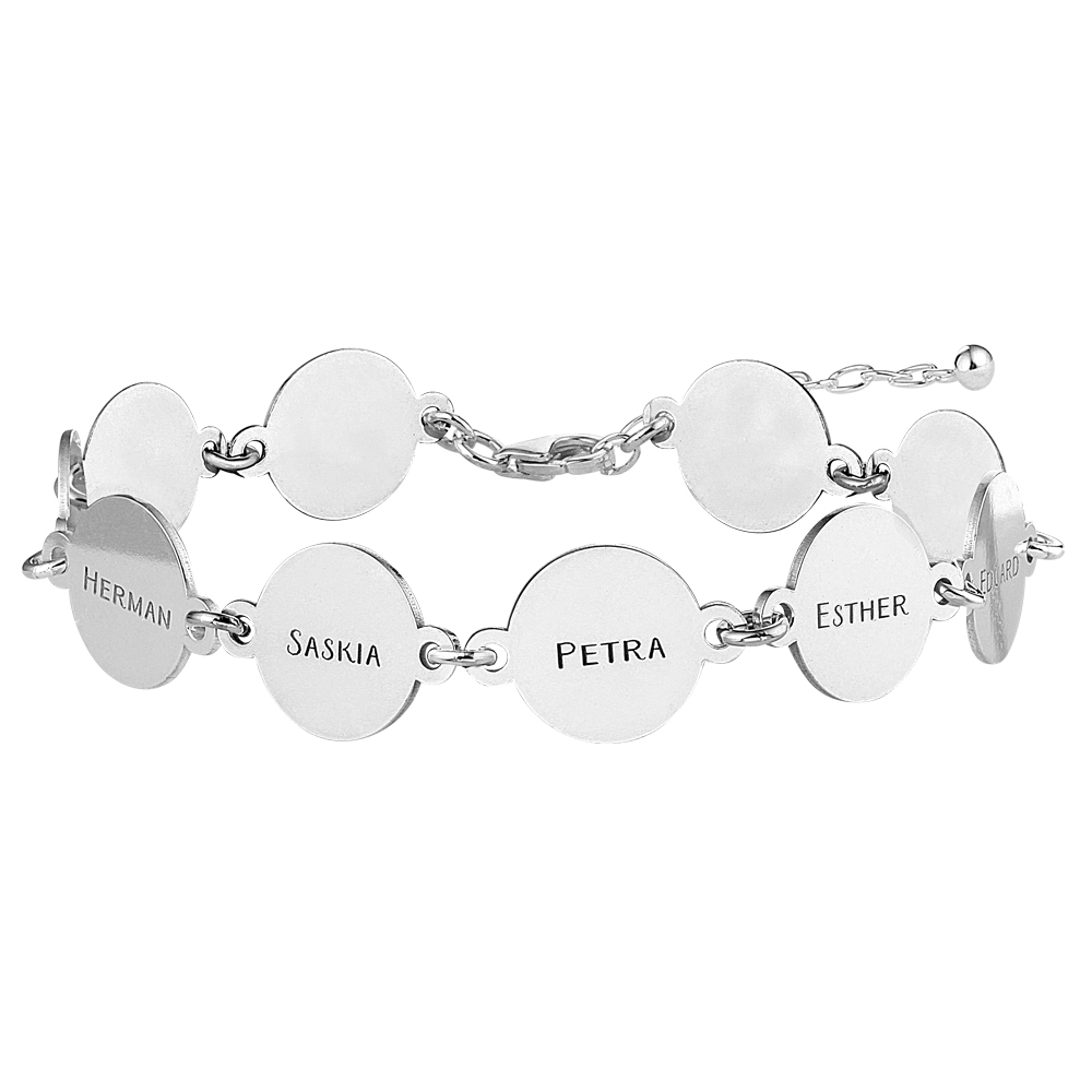 Silver bracelet with 10 names