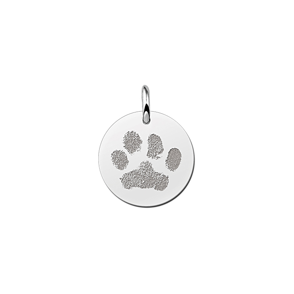 Silver round pawprint pendant