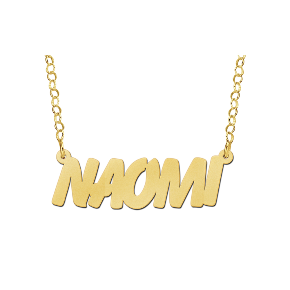 Gold name necklace, model Naomi