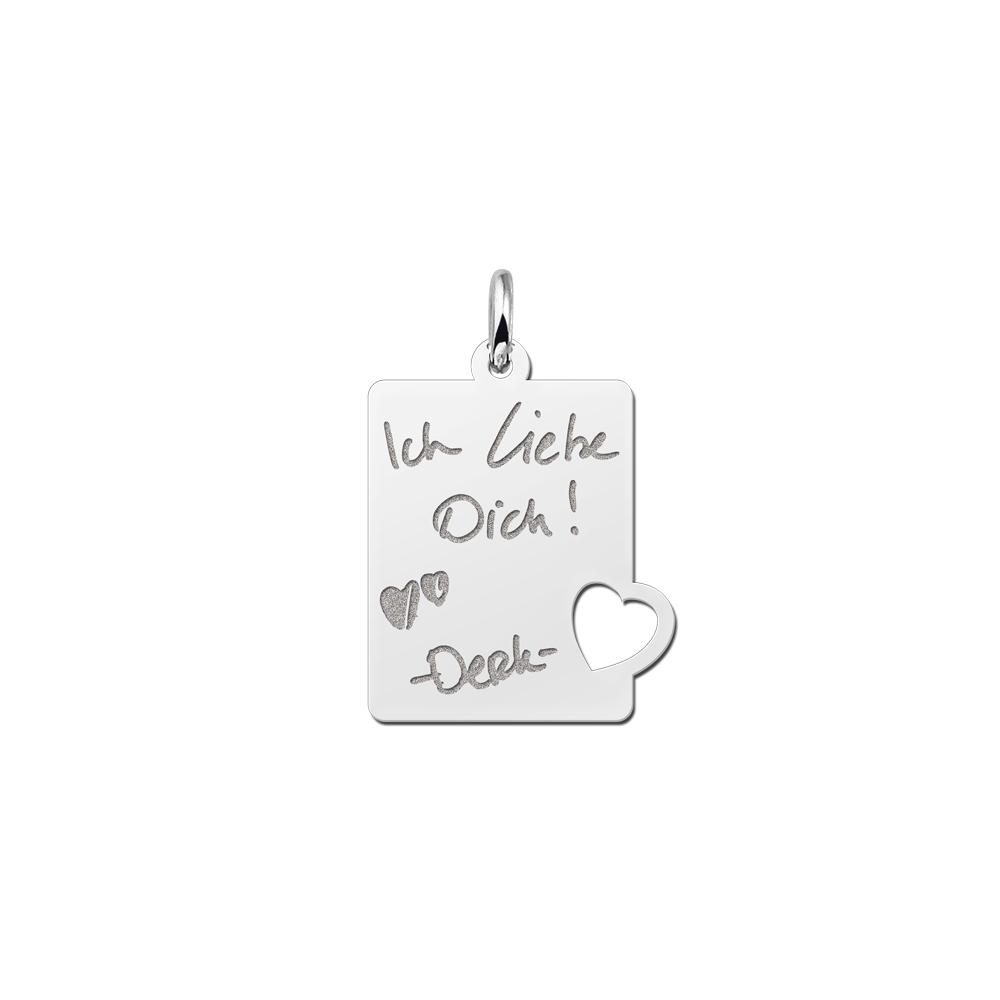 Silver Pendant with Heart and Text Engraving