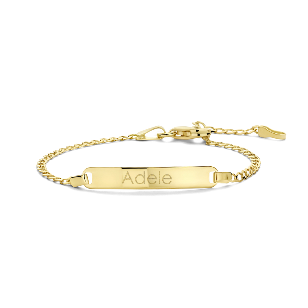 Gold Newborn bracelet with name engraving gourmet