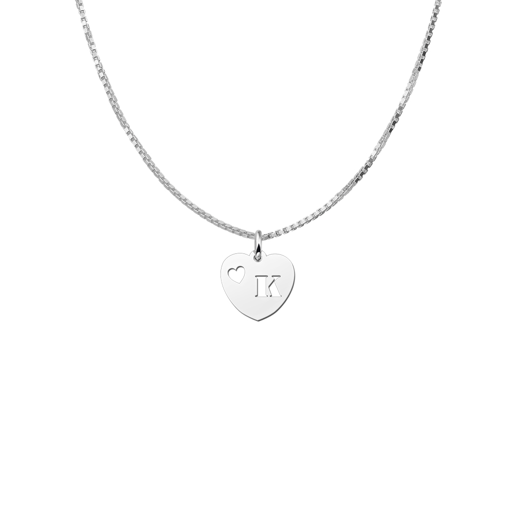 Silver Initialpendant Heart