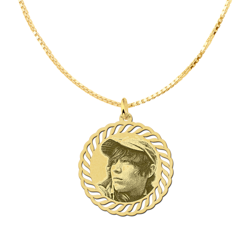 Photo pendant round gold