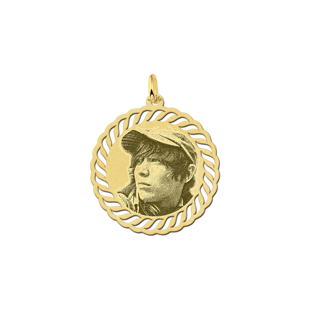 Photo pendant round gold