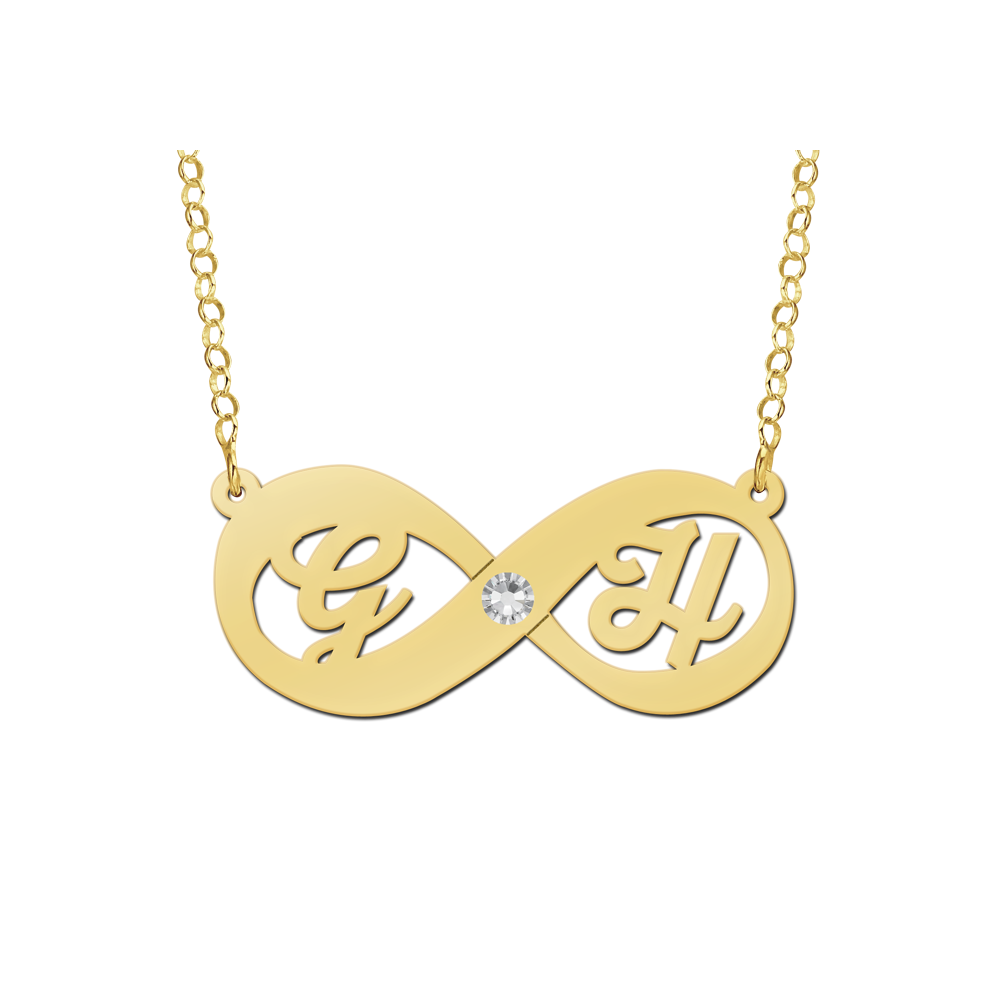 Gold Infinity Necklace With Initials and Zirconia