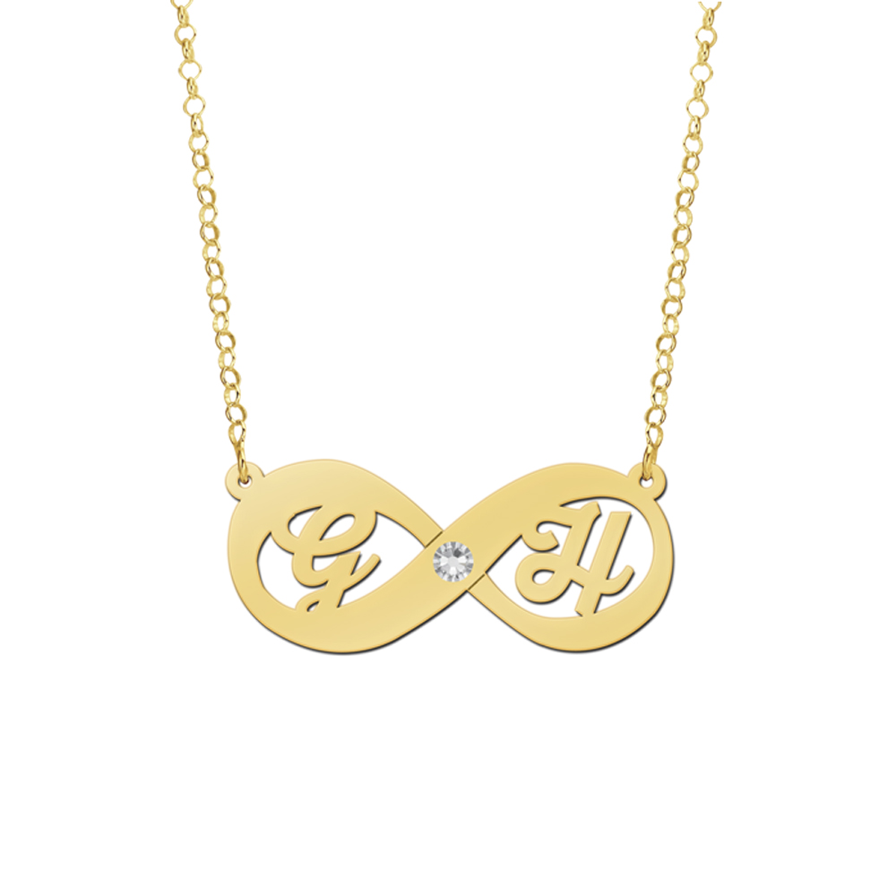 Gold Infinity Necklace With Initials and Zirconia