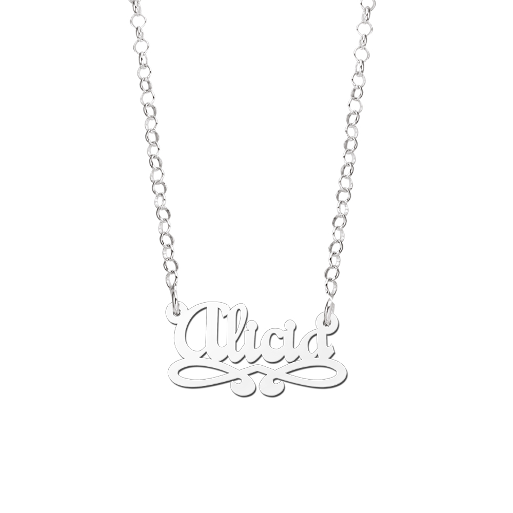 Silver Kids Name Necklace, Model Alicia