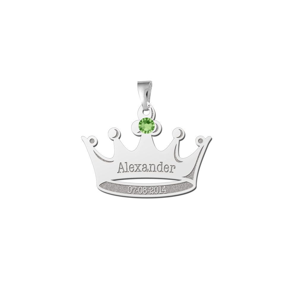 Silver crown with birthstone