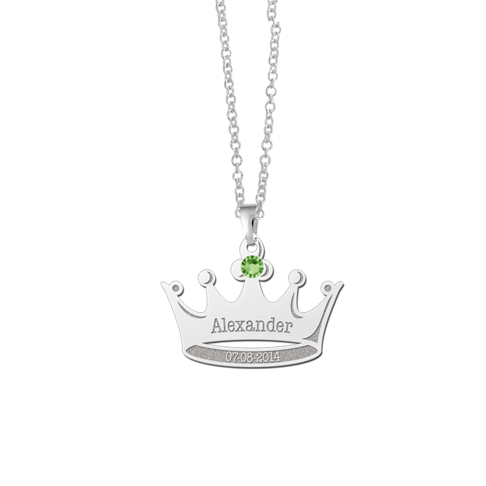 Silver crown with birthstone