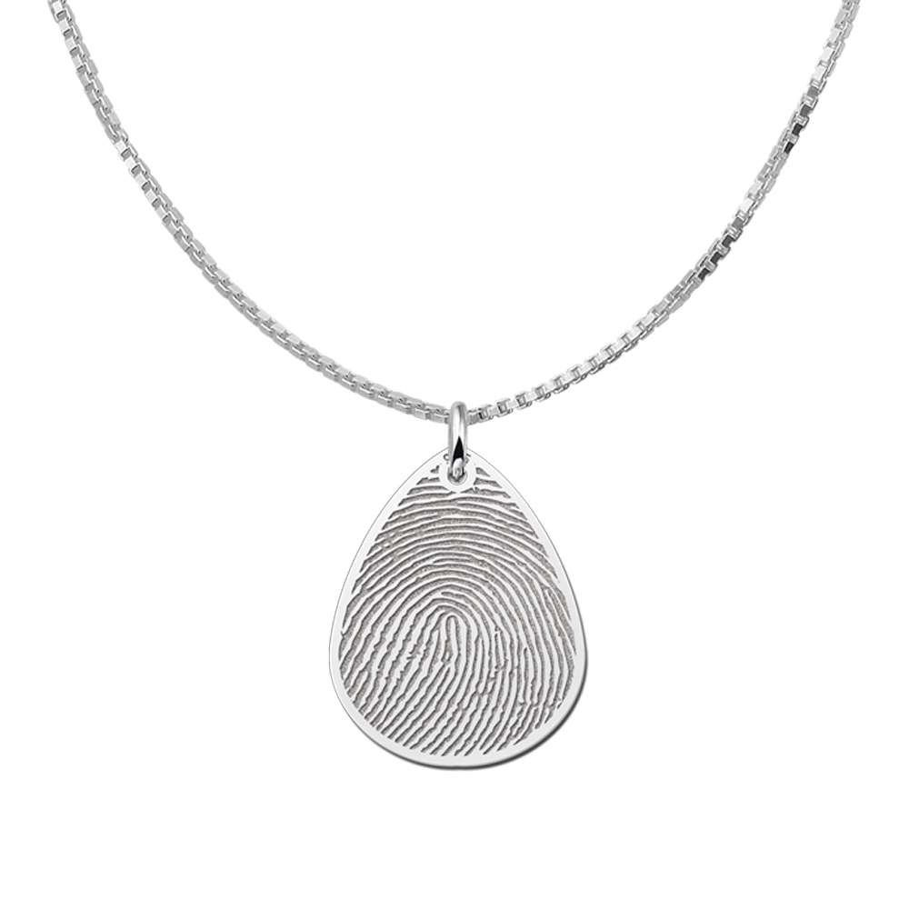 Silver Drop Fingerprint Pendant