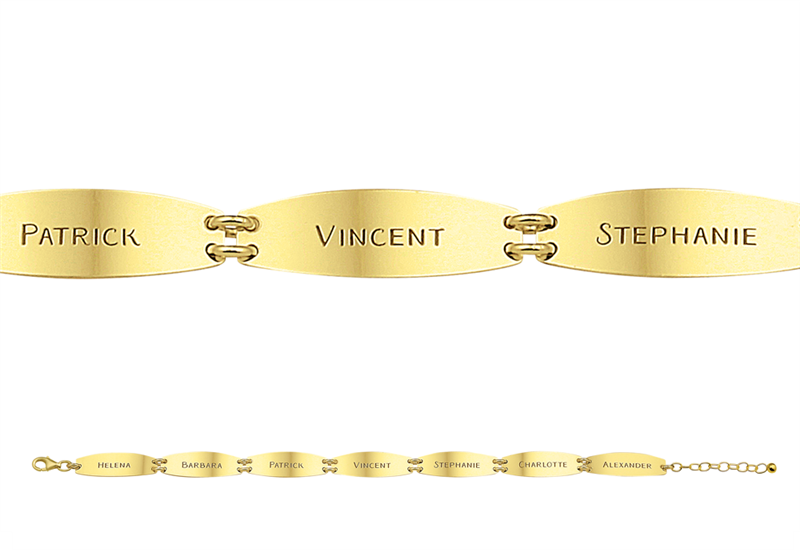 Gold bracelet with 7 names