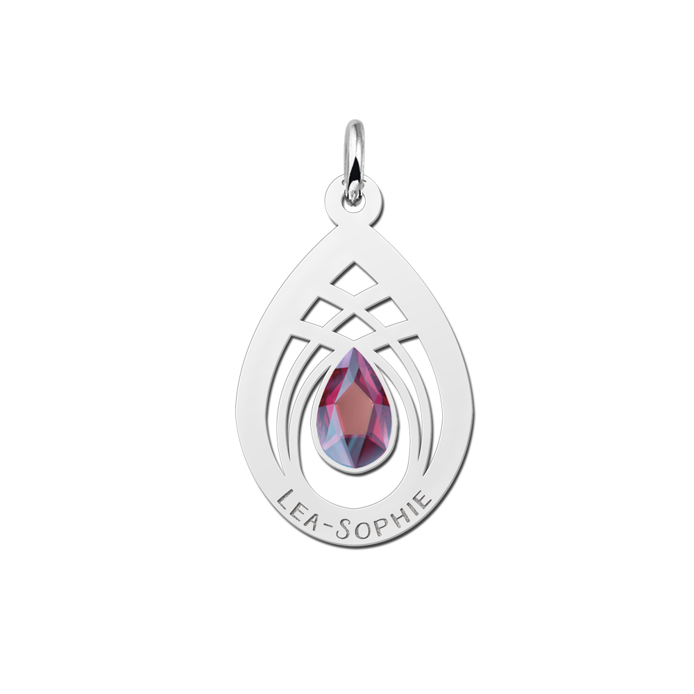 Drop pendant with name in 925 Sterling Silver