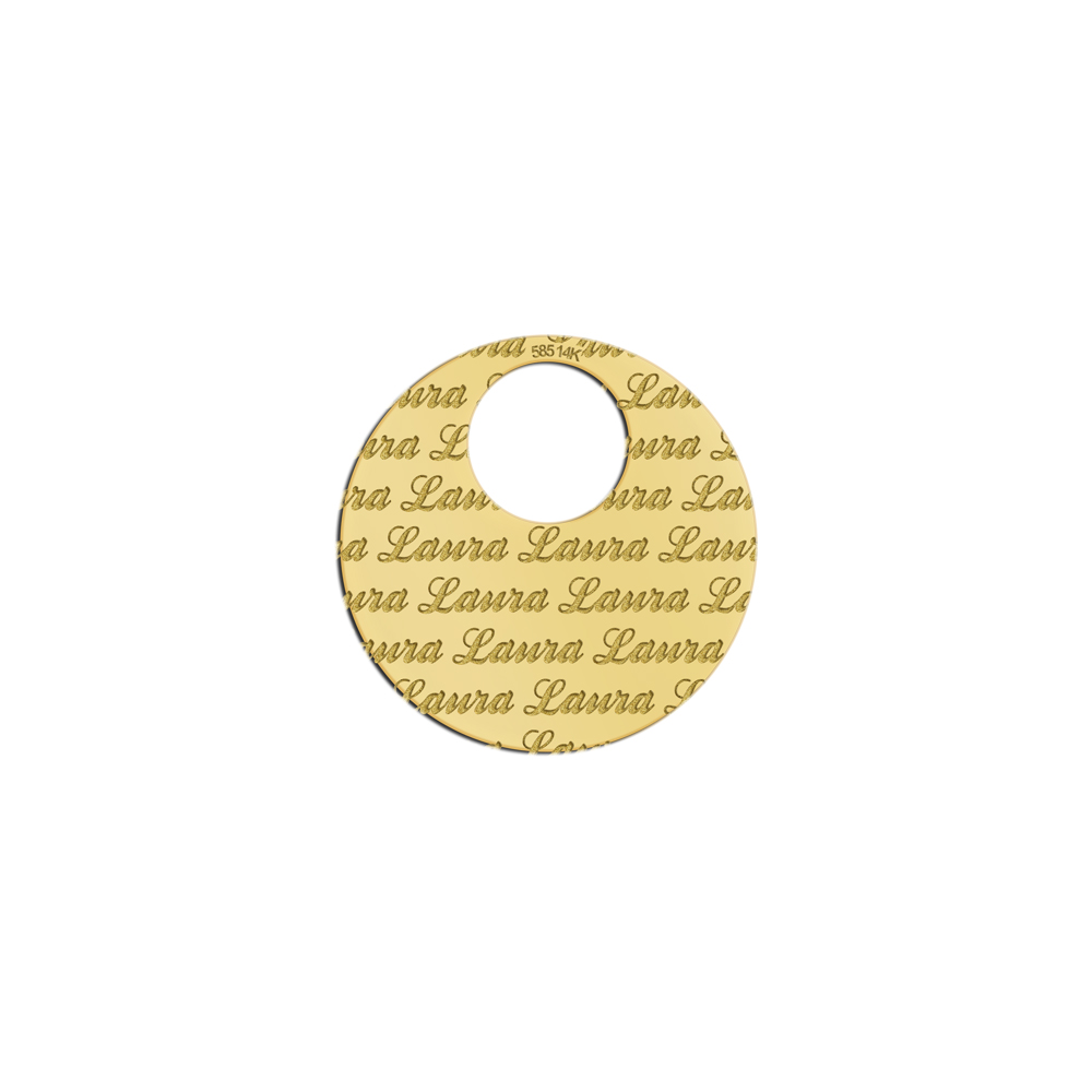 Gold Necklace Engraved Round