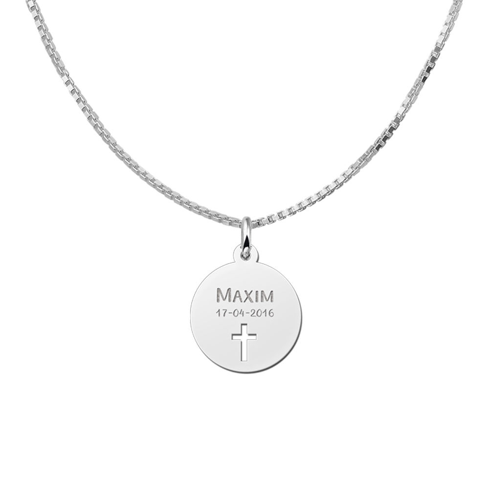 Communion gift silver pendant with cross