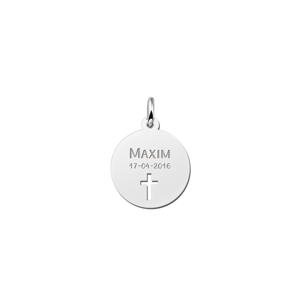 Communion gift silver pendant with cross
