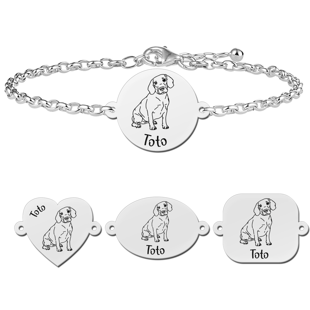 Beagle bracelet with name silver