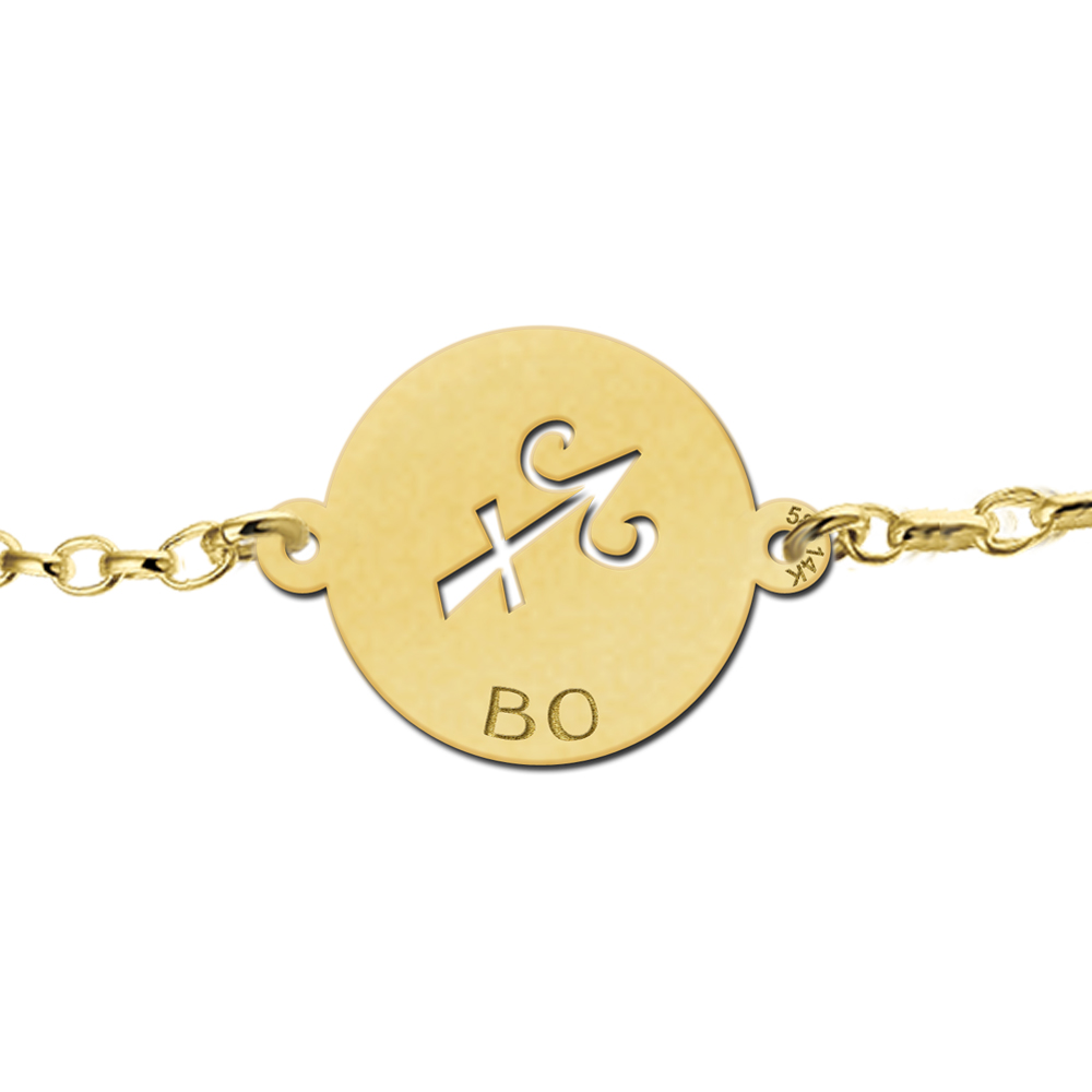 Golden zodiac bracelet round Sagittarius