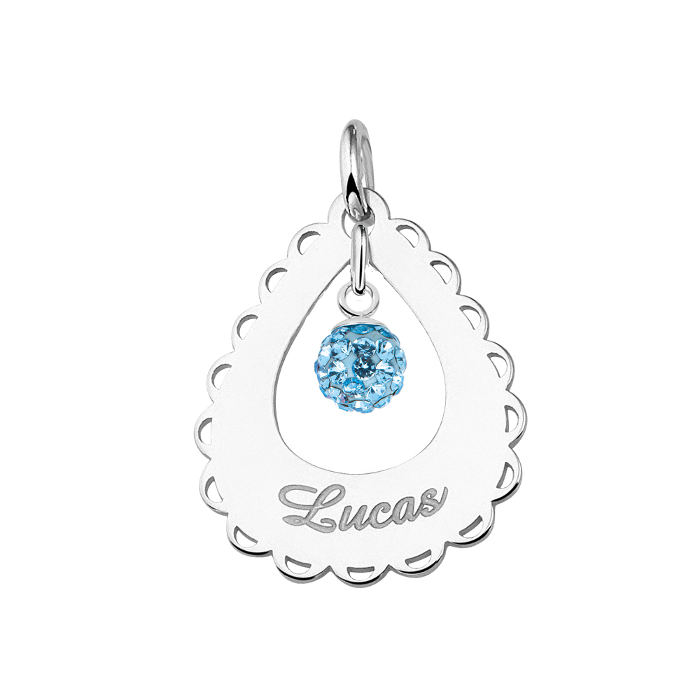 Silver pendant teardrop lace cubic zirconia