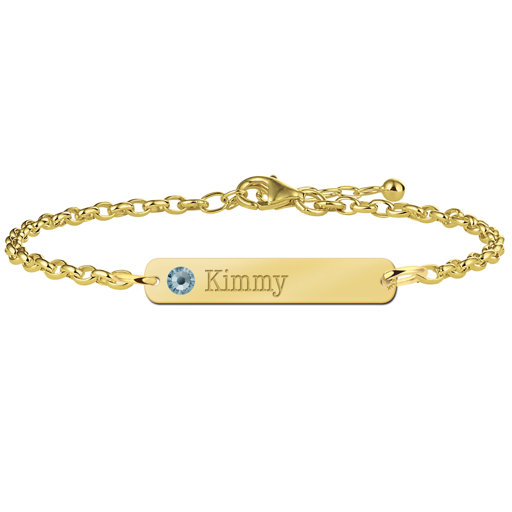 Golden name bracelet with birthstone