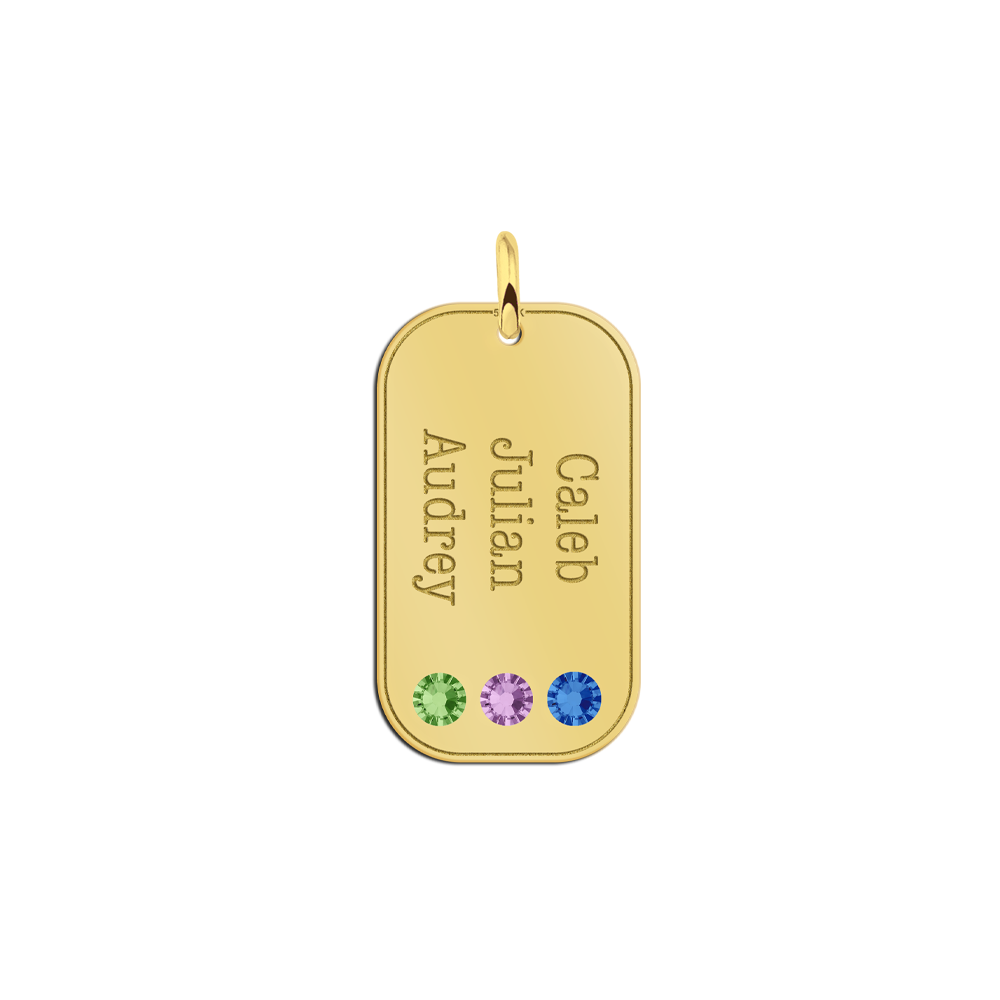 Three birthstones in a golden pendant