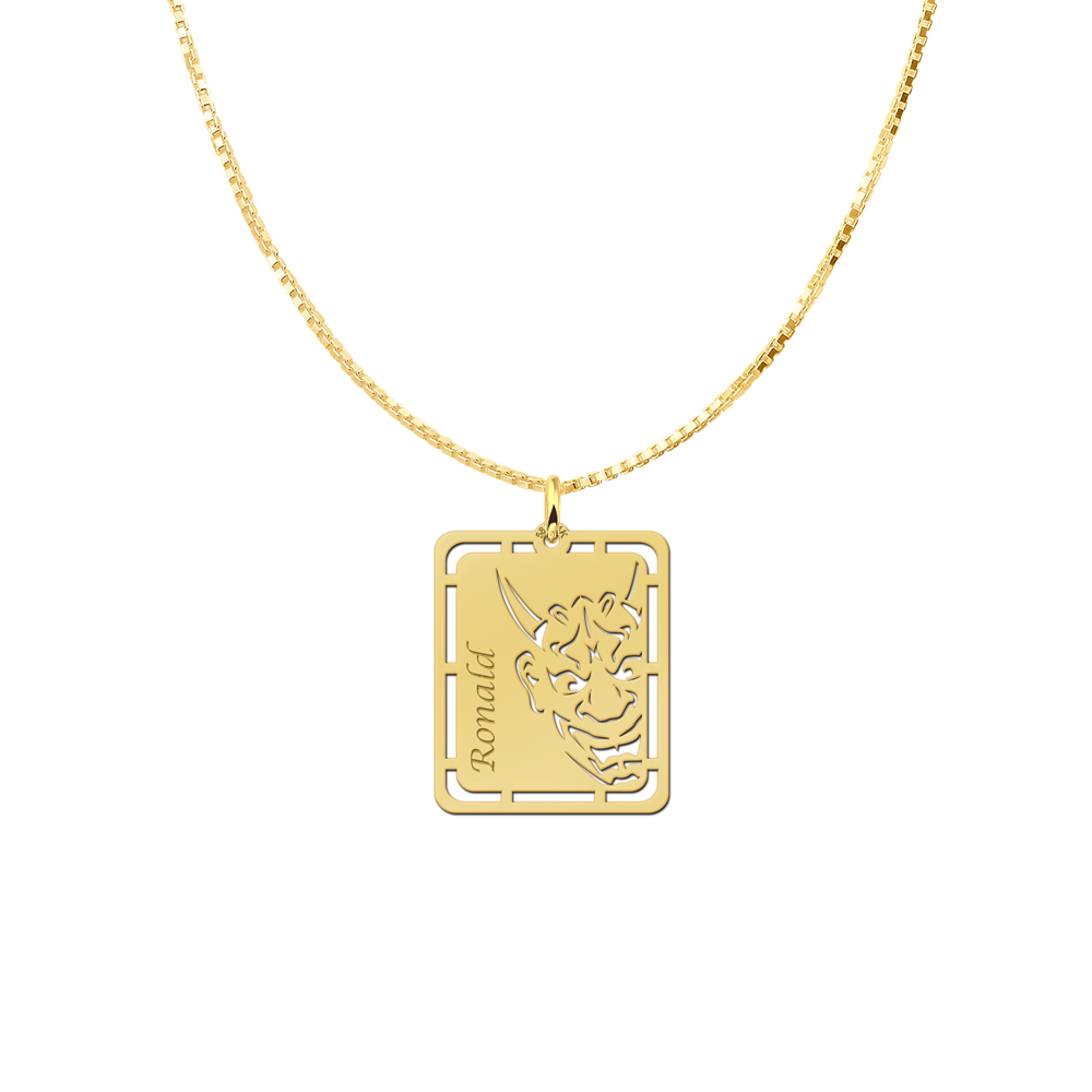 Gold Men's Pendant Hannya Mask