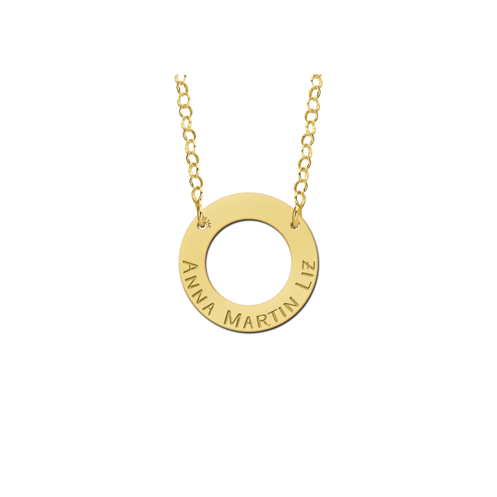 Gold minimalist ring pendant with names