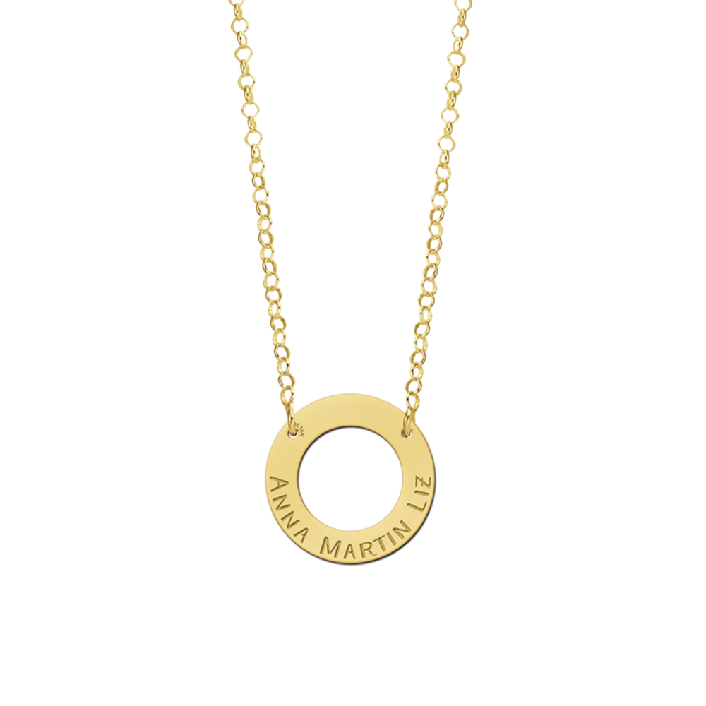 Gold minimalist ring pendant with names
