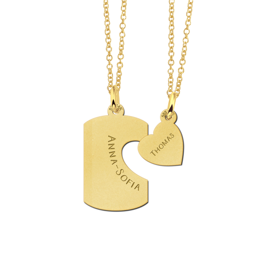 Golden friendship pendant dogtag and heart