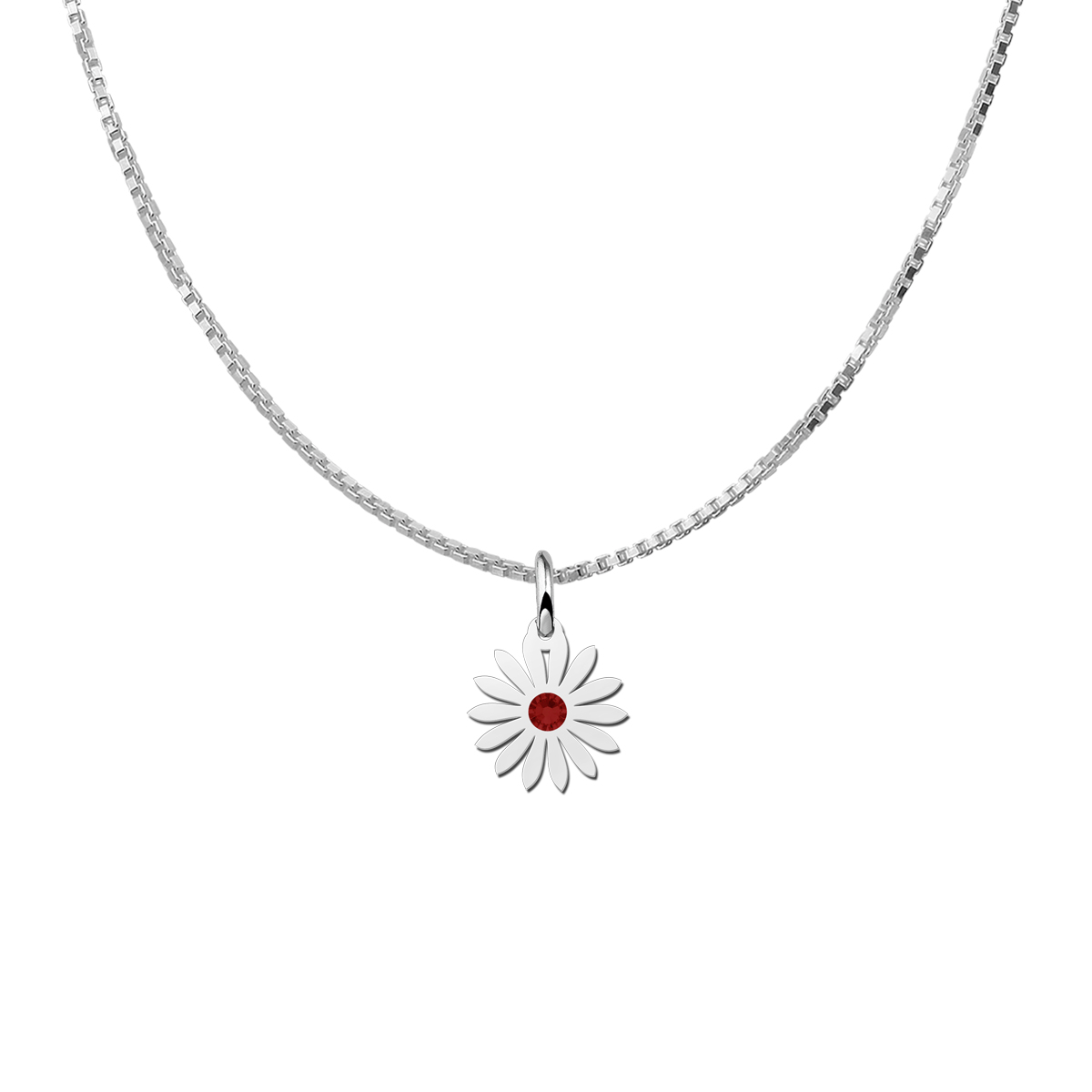 Silver Daisy pendant with birthstone