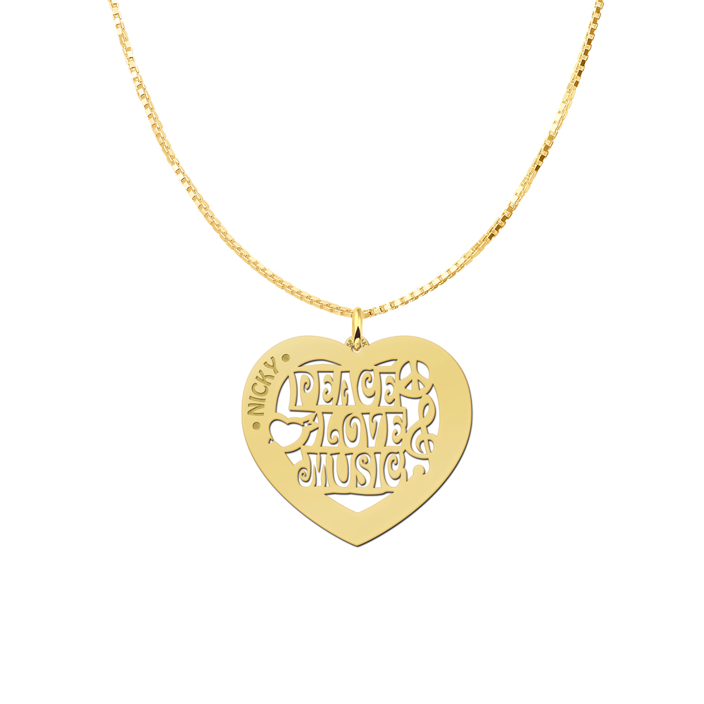 Golden namependant heart Music 60