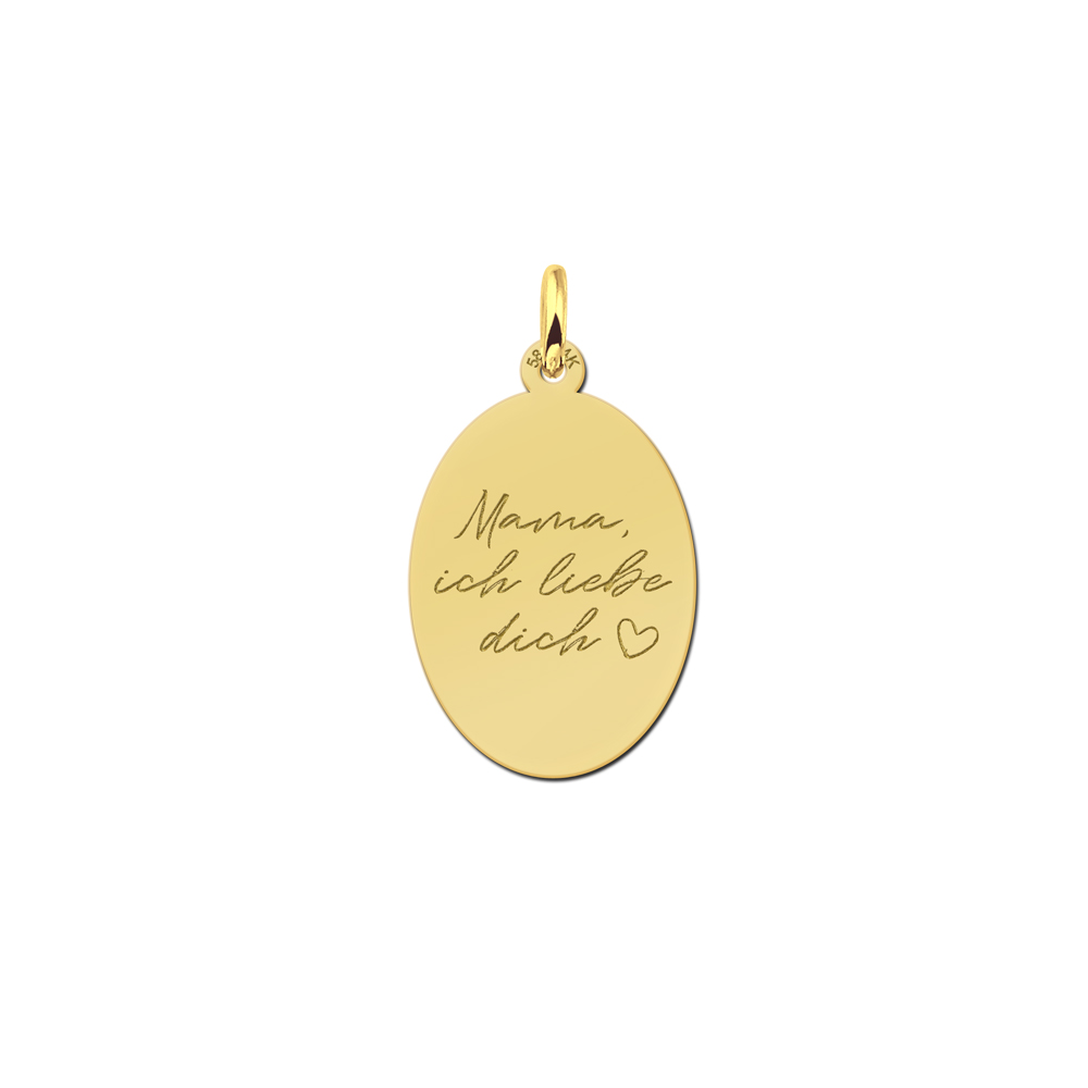 Gold Oval Pendant Engraved with Text
