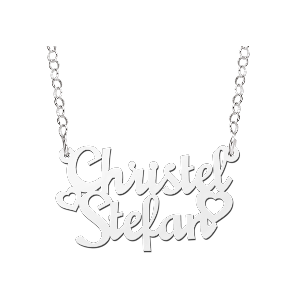 Silver name necklace, model Christel-Stefan