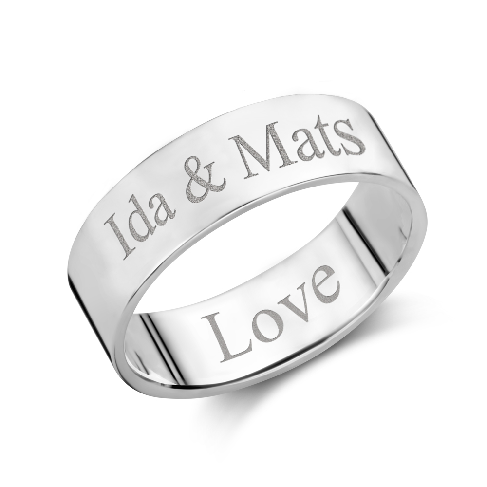 Silver personalised ring flat 6mm