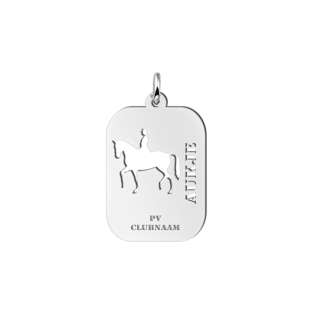 Silver horse riding pendant