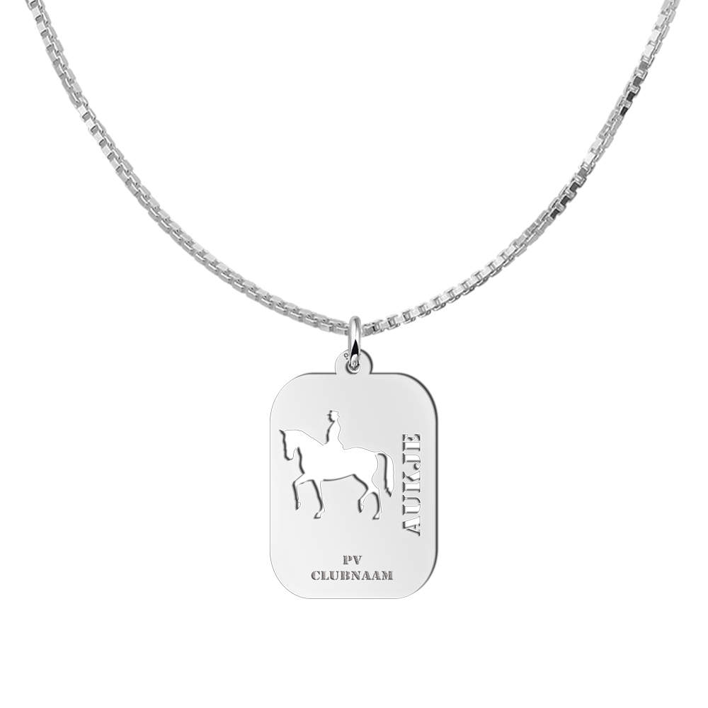 Silver horse riding pendant