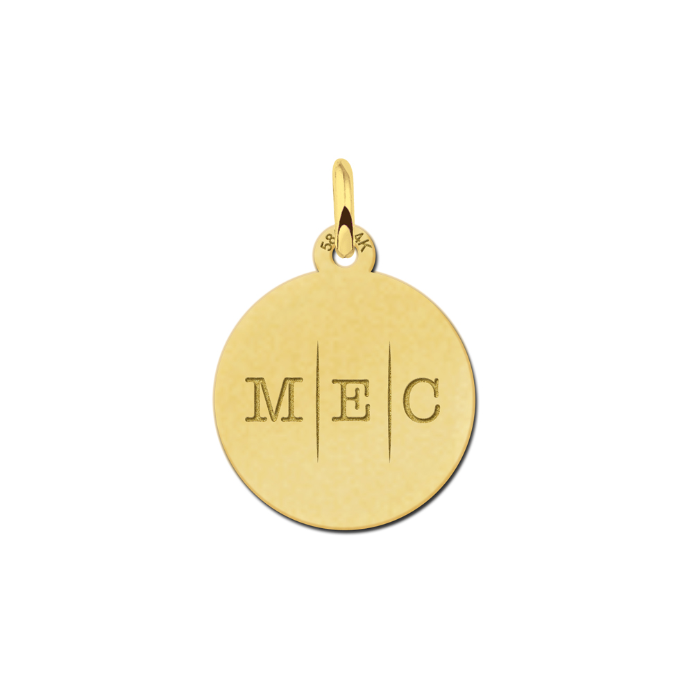 Gold initial pendant necklace with three initials