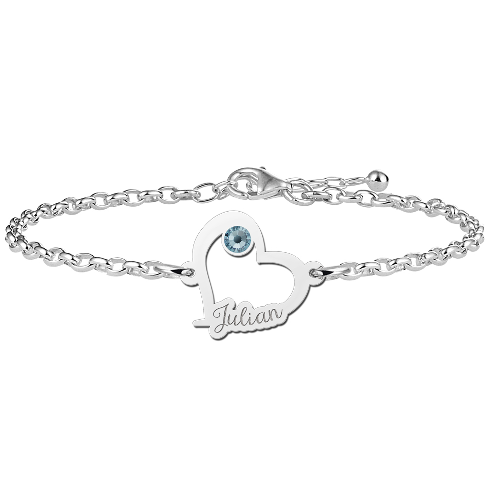 Hearts bracelet of silver with stone