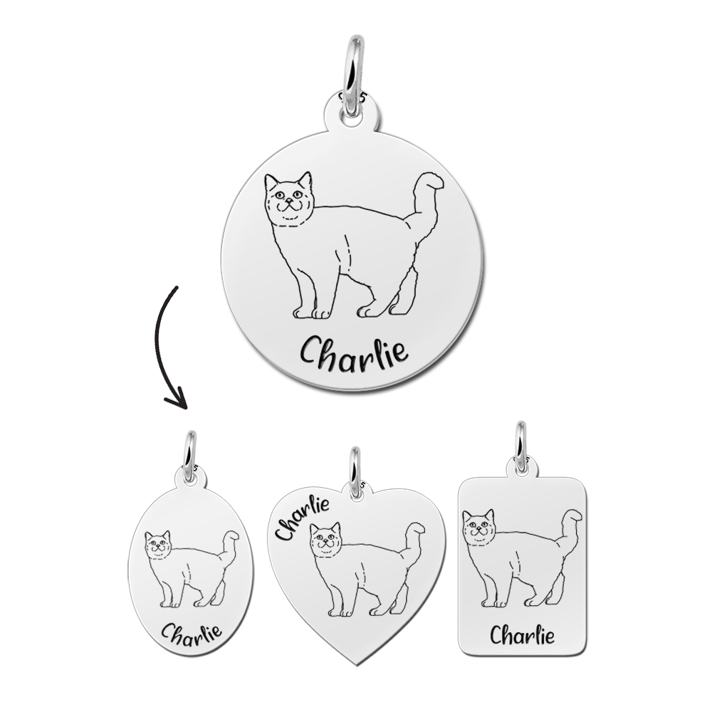 Personalised cat pendant British shorthair