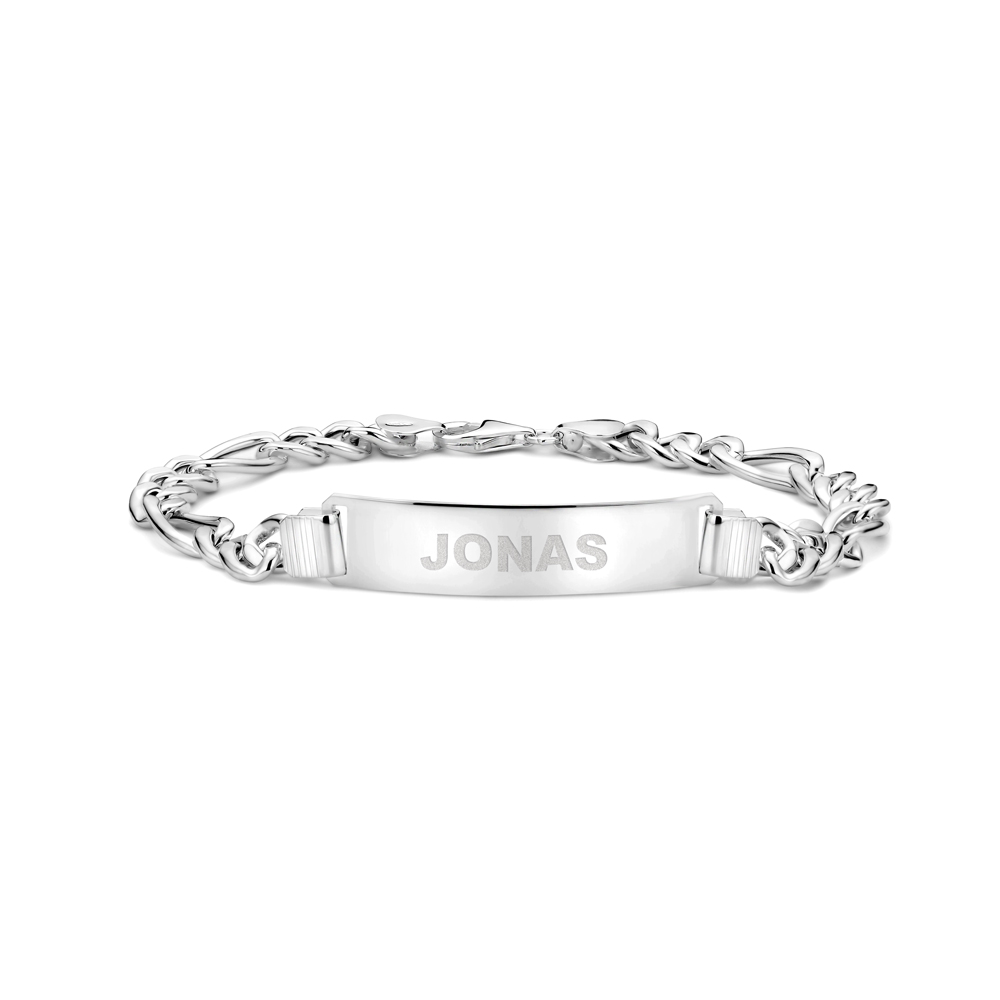 Light Men's Bracelet Silver Engraving Figaro