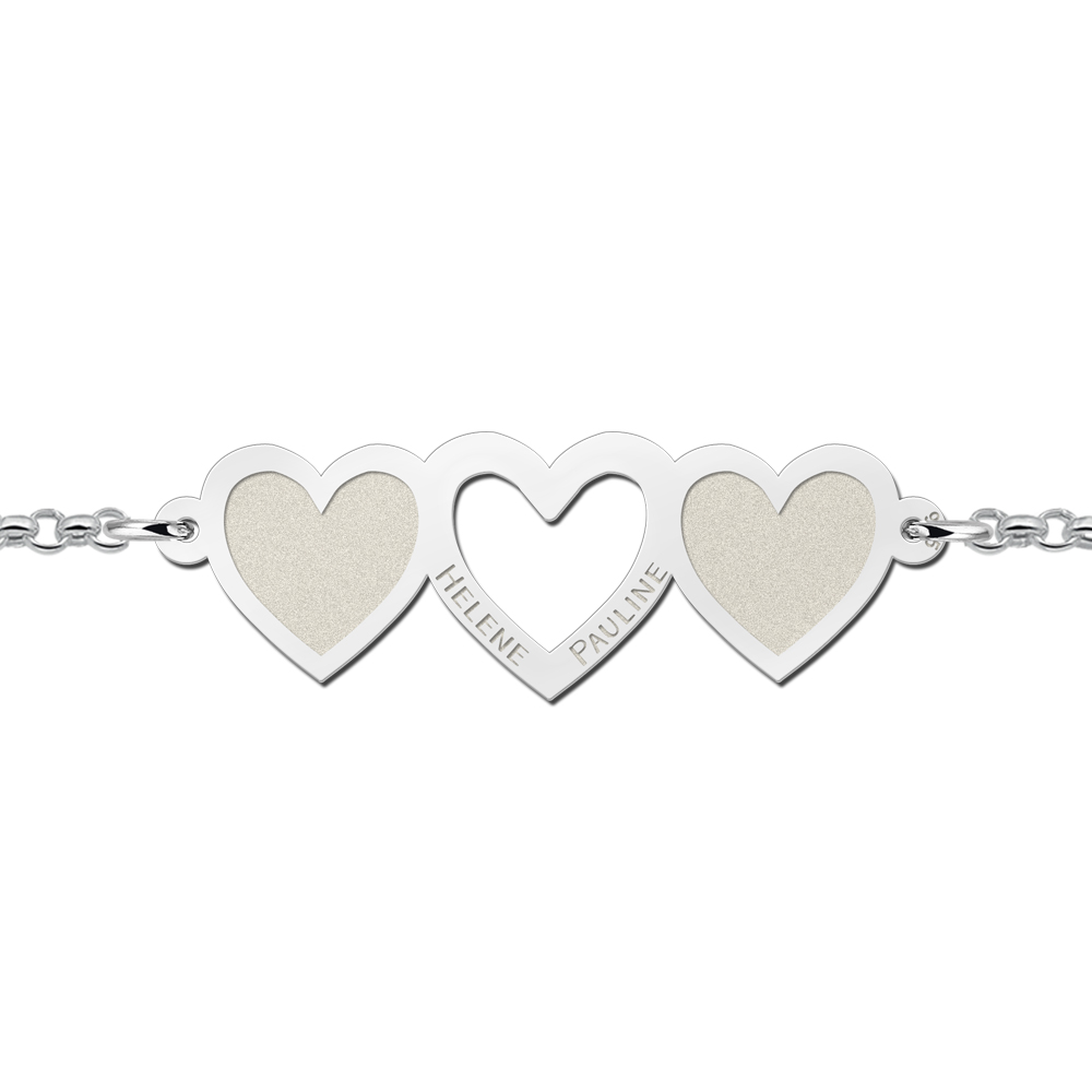 Heart of silver bracelet with three hearts