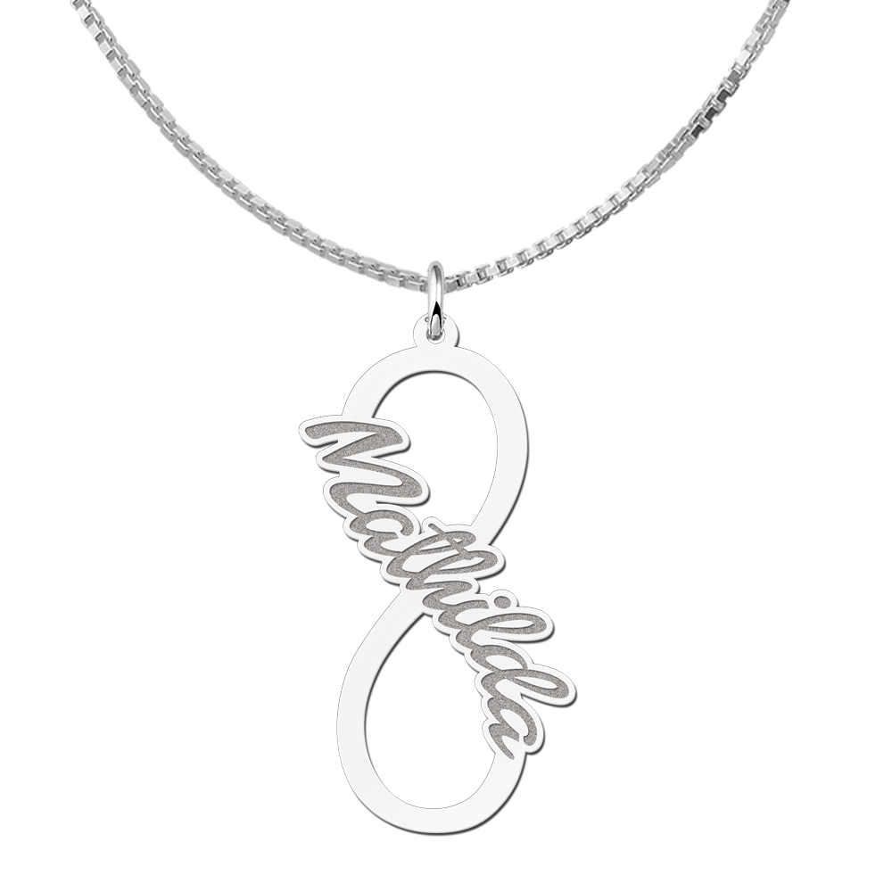 Silver infinity pendant with written name